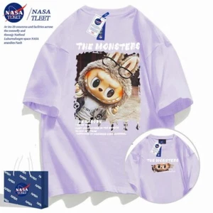 Joint labubu cartoon short-sleeved T-shirt men and women couples summer cute loo - Picture 1 of 10