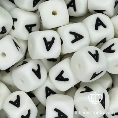 5 Pcs Alphabet Letter Silicone Jewellery Beads Food Grade Dummy Clip 12mm *UK* - Image 1 of 2
