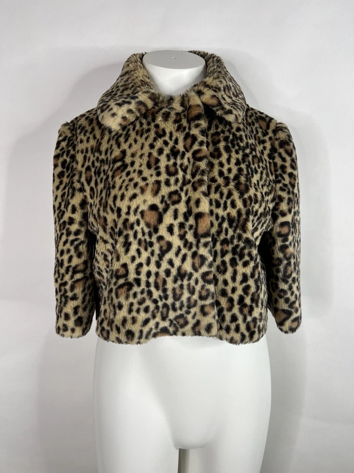 Vtg MOSCHINO CHEAP & CHIC CROPPED LEOPARD PRINT FAUX FUR JACKET 46 L - Image 1 of 4