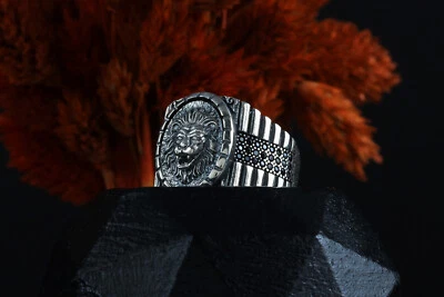 925 Sterling Silver Lion Head Ring for Men – Bold Viking, Biker, Warrior Jewelry - Image 1 of 4