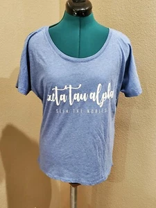ZETA TAU ALPHA SORORITY BLUE T-SHIRT WOMEN SMALL SEEK THE NOBLEST SISTERHOOD  - Picture 1 of 12