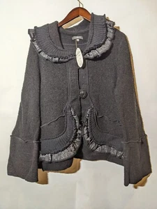 Jaskar 5850 schwarze Wollmischung Strickjacke neu mit Etikett Large 202,95 $ - Bild 1 von 8