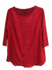 Style & Co Damen Kunstleder Nieten Tunika 3/4 Arm Oberteil Rot Größe OX - Bild 1 von 11