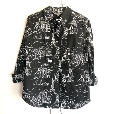 Blusa Stonebridge Paris Vintage Estampa Linha Caminhada Cachorro Manga 3/4 Algemada Feminina 4P - Imagem 1 de 4