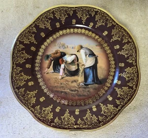 9.5" Royal Vienna 1910's Cabinet Plate After the Millet Brown Edge & Gold Trim - Picture 1 of 10