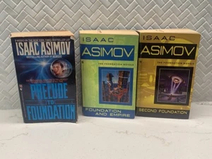 FOUNDATION Novels by Isaac Asimov Lot of 3 mm paperback set + Prelude three PICS - Picture 1 of 8