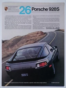 1984 Porsche 928 S #26 In Series Vintage Original Print Ad 8.5 x 11" - Picture 1 of 9