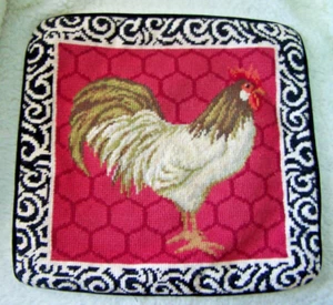 NP Copricuscino Rivolto Destro GALLO Pollo Rosso Cerniera Apertura Schiena 13" Quadrato - Foto 1 di 8