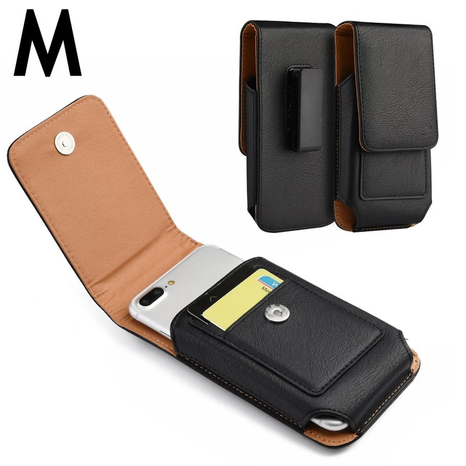 para SAMSUNG GALAXY J3 - Funda Funda Vertical de Cuero NEGRO con Clip para Cinturón Foto 1 de 4