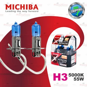2x H3 12V 453 5000K WHITE MICHIBA Headlight Bulbs Globes Xenon Lamps 55W PK22s - Picture 1 of 10