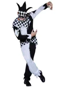 Halloween Mens Dark Jester Costume - Picture 1 of 2