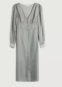 Camicia donna Oak + Fort chiffon abito midi S ombra/verde bottoni davanti scollo a V - Foto 1 di 3
