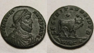 Rare Genuine Ancient Roman coin Julian II Apostate AE 1 361 Bull Stars Nicomedia - Picture 1 of 4