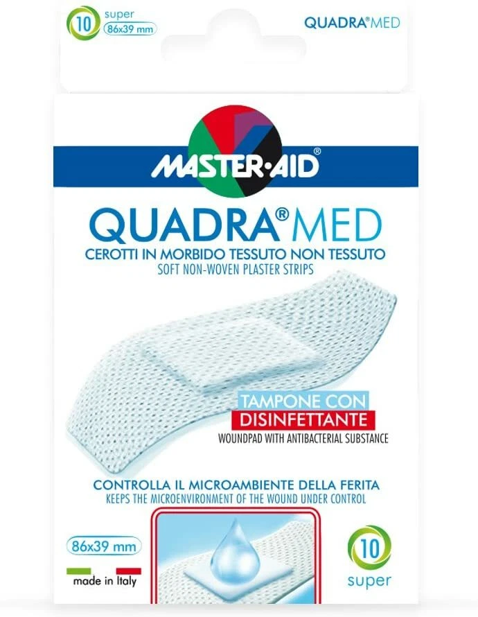 MASTER AID Quadra Med Cerotti Traspiranti | Super 10 Pezzi 86x39mm
