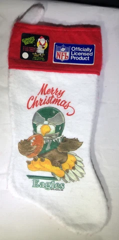 Vintage 1983 NFL Philadelphia Eagles Christmas Stocking Santa'sBest Ron Jaworski Cover