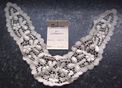 Plauener Spitze Spitzeneinsatz Borte Bordüre Baumwolle Stickerei creme DDR 2367 - Bild 1 von 4