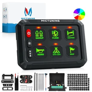 MICTUNING P1s RGB 6 Gang Switch Panel,Toggle Momentary Pulsed On Off Control Kit - Picture 1 of 24