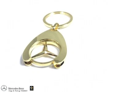 Orig. Mercedes-Benz Schlüsselanhänger Einkaufs Chip Einkaufswagen Stern gold