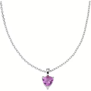 Collana Donna AMEN CLSHBFZ6 Argento 925 con Cuore Pendente Fucsia 45 cm - Foto 1 di 3