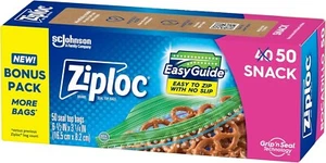 Ziploc Snack Bags with EasyGuide Texture, Small Plastic Storage with... - Picture 1 of 6