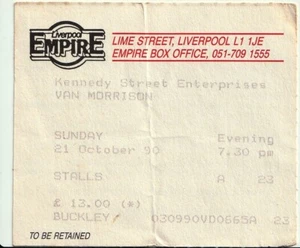 VAN MORRISON Ticket Liverpool Empire Original 21st October 1990 ONE ONLY - Picture 1 of 6