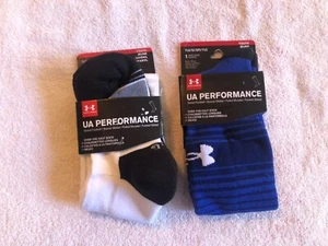 UA Under Armour 2 Pr Soccer Performance socks YLG YOUTH LARGE White and Blue - Picture 1 of 3