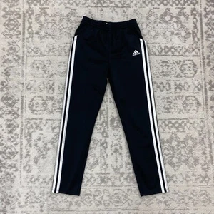 Adidas Warm Up Pants Tricot 3 Stripe Unisex Track Black Pants Size Small 7/8 - Picture 1 of 4