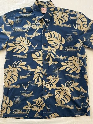 Shaka Time Hawaii Shirt Mens L Blue Short Sleeve Button Down U.S Air Force - Image 1 of 4