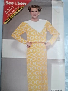 Dress Pencil Straight See & Sew 14 16 18 Butterick 5551 Sewing Pattern VTG UC FF - Picture 1 of 4