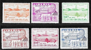 Liberia 1957, Direct air, perforated proofs in color of frames #362-3,C107-110 - Picture 1 of 1