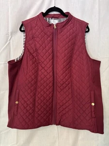 Kim Rogers Women’s Size 1XLrg Quilted RED Plaid Rib Vest  NWT - Picture 1 of 7