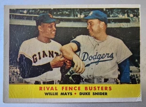 1958 Topps #436 Rival Fence Busters Willie Mays Duke Snider Low Grade - Picture 1 of 2