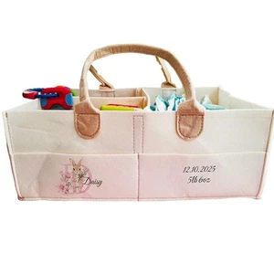 Carrito Pañales Inicial Rosa Personalizado, Pañal Organizado, Juego Manta Baby Shower - Imagen 1 de 2