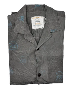 Jack Johnson Men’s Size L Hand-Painted Shirt – Grey with Teal Wave & Surfboard - Picture 1 of 4