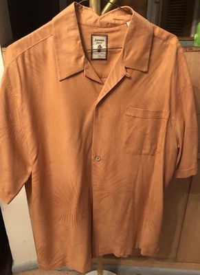 Jamaica Jaxx Men's Silk Hawaiian Shirt Palm Leaf Print Button Up Coral medium - Image 1 of 4