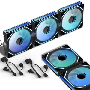 Daisy Chain Gehäuselüfter: 5er Pack 120mm PC RGB Lüfter Computer Gehäuselüfter, 5V 3-PIN Anschluss - Bild 1 von 12