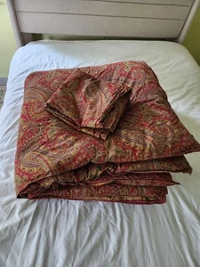 Ralph Lauren Paisley & Striped Reversible King Size Comforter and 2 Shams - Picture 1 of 9