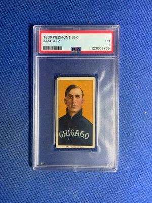 1909-11 T206 Piedmont Cigarettes Baseball Jake Atz PSA 1 - Image 1 of 2