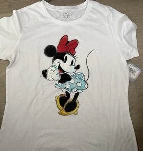Camiseta Disney 100 Aniversario Para Mujer Talla L Minnie Mouse - Nueva Con Etiquetas - Imagen 1 de 4