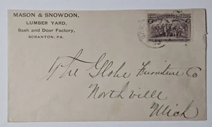 SCRANTON PA 1893 Lumberyard Mason Snowdon Co Abdeckung Anzeigenecke nach Northville Mi - Bild 1 von 2