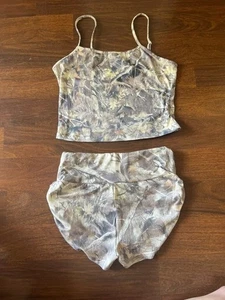 SHEIN Camo Print Lounge Set Size Medium Tank Top & Shorts Two Piece Outfit - Picture 1 of 9