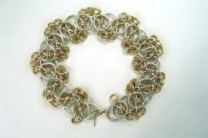 Chain Maille 14 kt Gold Filled and SS Designer Bracelet - Picture 1 of 1