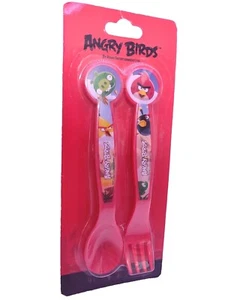 NUOVO set cucchiaio e forchetta posate plastica Angry Birds Rovio per bambini bambino - Foto 1 di 7