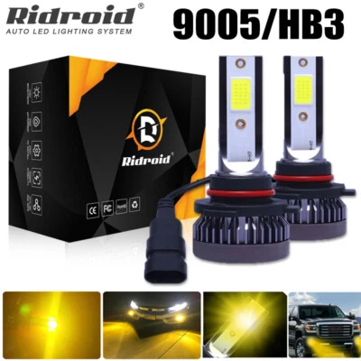 Mini 9005 HB3 LED Headlight Bulbs Hi/Low Beam 3000K Yellow Light Fog Lights Lamp - Image 1 of 4