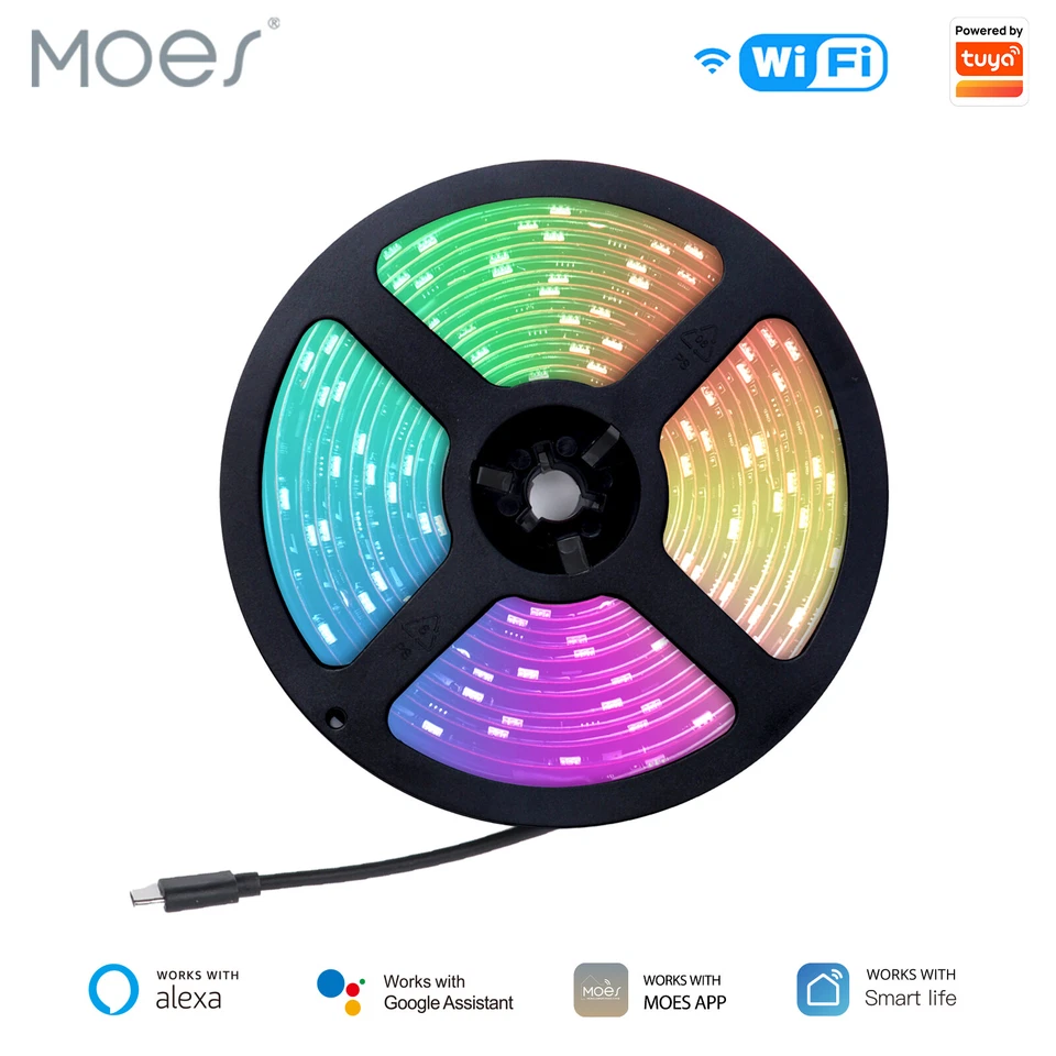 MOES WLAN Smart  LED Lichtstripe Streifen TV Hintergrundbeleuchtung 4K HDMI 2.0 - Bild 1 von 4