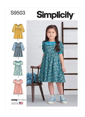 SIMPLICITY 9503 CHILDS DRESSES Sewing Pattern Sizes 3 - 8 years Skill: EASY - Image 1 of 4