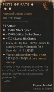 💥DIABLO 4💥SEASON 9💥Gloves💥Fists Of Fate 3 GA 290% - Picture 1 of 1