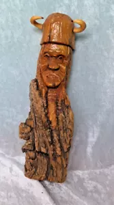 Tocado Watonga 11" tallado en madera por Jim Sinclair Indian Buffalo Ok 2000 - Imagen 1 de 12