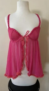 Neu mit Etikett Victoria's Secret sexy Little Things transparentes Babydoll Nachthemd fuchsia pink 34C - Bild 1 von 9