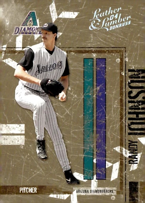 2004 DONRUSS LEATHER & LUMBER SILER PARALLEL #8 RANDY JOHNSON DBACKS SP #025/100 - Image 1 of 2
